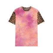 Jaguar Tie-Dye Panel T-Shirt Roberto Cavalli , Multicolor , Dames