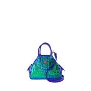 Blauwe Krokodil-geprint Leren Crossbody Tas Vivienne Westwood , Blue ,...