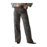 Leopard Print High Waist Wide Jeans Y.a.s , Multicolor , Dames