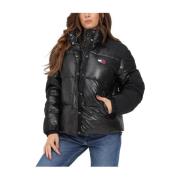 Zwarte Pufferjas met Tonal Badge Tommy Hilfiger , Black , Heren