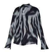 Zebra Print Satijnen Blouse met Hoge Hals Liu Jo , Multicolor , Dames