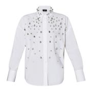 Katoenen overhemd met strass Wit Liu Jo , White , Dames