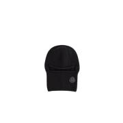 Zwarte wollen bivakmuts met logoborduursel Moncler , Black , Unisex