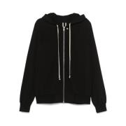 Zwarte zwarte sweatshirt met rits en zakken Rick Owens , Black , Heren