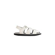 Witte Leren Sandalen Klittenbandsluiting Pergamijn Studio Nicholson , ...