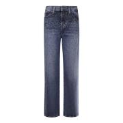 Rechte pijp jeans met Swarovski studs 7 For All Mankind , Blue , Dames