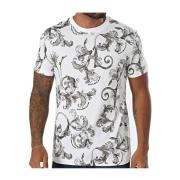 Bloemenprint Katoenen T-shirt Versace Jeans Couture , White , Heren