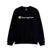 Zwarte geborduurde script logo crewneck sweatshirt Champion , Black , ...