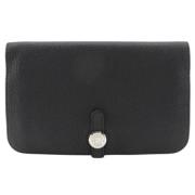 Pre-owned Leather wallets Hermès Vintage , Black , Dames