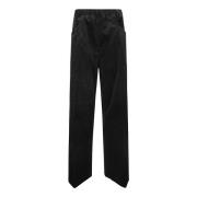 Geribbelde Elastische Taillebroek met Zakken Sofie D'hoore , Black , D...