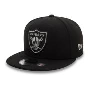 Zwarte Raiders Metallic Outline Pet New Era , Black , Heren