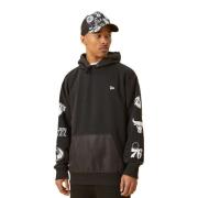 Zwarte versleten mouwprint hoody New Era , Black , Heren