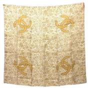 Pre-owned Silk scarves Chanel Vintage , Beige , Dames