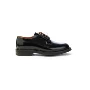 Blauwe leren Derby schoenen Model 73S1 Frau , Black , Heren