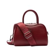 Praktische leren tas met rits Lacoste , Red , Dames