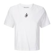 Geborduurd Logo Crop T-shirt JW Anderson , White , Dames