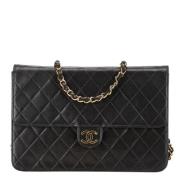 Pre-owned Leather chanel-bags Chanel Vintage , Black , Dames