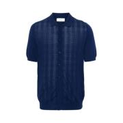 Navy Blue Geruit Patroon Polo Shirt Lardini , Blue , Heren