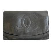 Pre-owned Leather wallets Chanel Vintage , Black , Dames