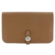 Pre-owned Leather wallets Hermès Vintage , Brown , Dames