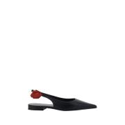 Leren ballerina's met 3D bloemdetail Magda Butrym , Black , Dames