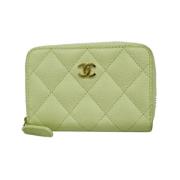 Pre-owned Leather wallets Chanel Vintage , Green , Dames