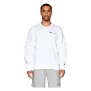 Wit Geborduurd Logo Crewneck Sweatshirt Champion , White , Heren