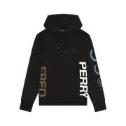 Zwarte Grafische Branded Hoodie Fred Perry , Black , Heren