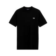 Zwarte Ringer Tee Shirt Fred Perry , Black , Heren