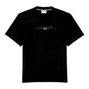 Zwart gestippeld logoshirt Lacoste , Black , Heren