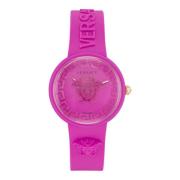 Roze stoffen horloge Versace , Pink , Dames