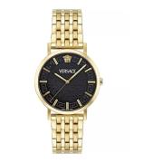 Dames Armbandhorloge Greca Slim Quartz Zwart Ve8Q00524 Versace , Yello...