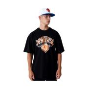 Zwarte Knicks NBA Logo T-shirt New Era , Black , Heren