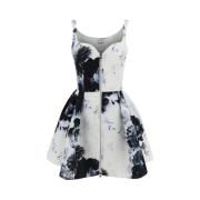 Bloemen Mini Jurk met Ruches Zoom Alexander McQueen , Multicolor , Dam...