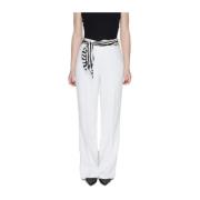 Bootcut Polyester Broek met Elastaan Only , White , Dames