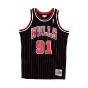 Zwarte Bulls Rodman 91 Print T-shirt Mitchell & Ness , Black , Heren