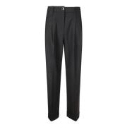 Melange Losse Plooi Broek Ganni , Black , Dames