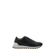 Leren Sneakers met Puntige Neus Brunello Cucinelli , Black , Dames