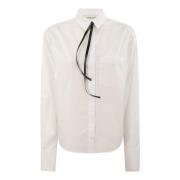 Katoenen overhemd met afneembare leren band Sportmax , White , Dames