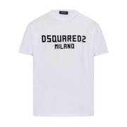 Casual T-shirt met stijlvol ontwerp Dsquared2 , White , Heren