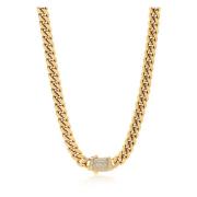 Men's Chunky Cuban Chain With Lock in Gold with CZ Stones Nialaya , Ye...