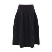 Zwarte Midi Rok Elastische Taille Flare Cfcl , Black , Dames