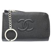 Pre-owned Leather wallets Chanel Vintage , Black , Dames