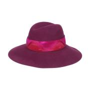 Fuchsia Wol/Kasjmier Hoed met Logoband Borsalino , Pink , Dames