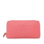 Pre-owned Leather wallets Chanel Vintage , Pink , Dames