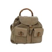 Pre-owned Suede backpacks Gucci Vintage , Beige , Dames