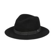 Zwarte wol/kasjmier hoeden met gestreepte band Borsalino , Black , Her...