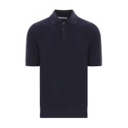 Blauw Geribbeld Katoenen Poloshirt Brunello Cucinelli , Blue , Heren