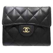 Pre-owned Leather wallets Chanel Vintage , Black , Dames