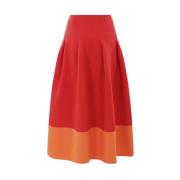 Rode Midi Gebreide Rok met Oranje Zoom Cfcl , Red , Dames